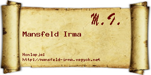 Mansfeld Irma névjegykártya